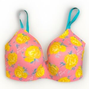 Knix x Betsy Johnson collaboration Wing Woman Floral Pink and Yellow Bra sz 6+